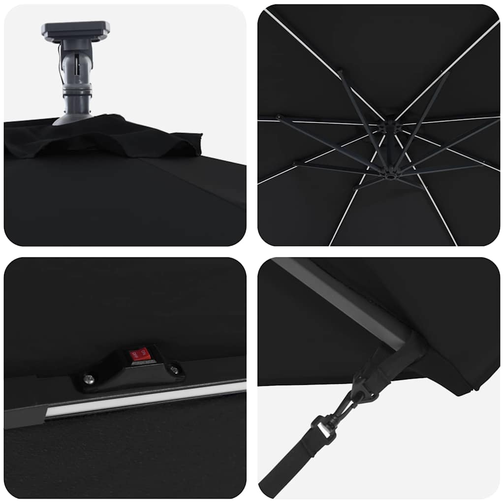 Guarda-sol Preto 294 x 294 x 248 cm Poliéster e Alumínio