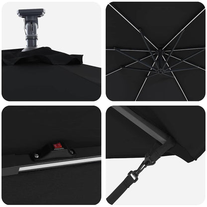 Guarda-sol Preto 294 x 294 x 248 cm Poliéster e Alumínio