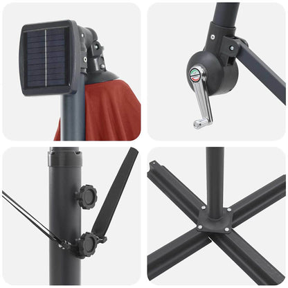 Guarda-sol Terracota 294 x 294 x 248 cm Poliéster e Alumínio