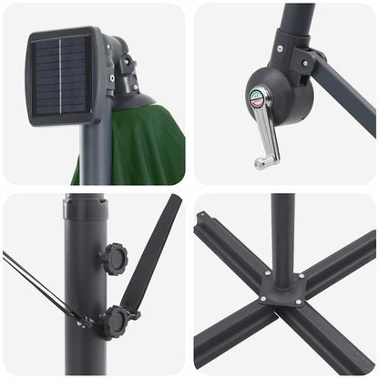 Guarda-sol Verde 294 x 200 x 270 cm Poliéster e Alumínio