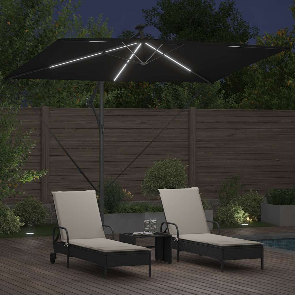 Guarda-sol Preto 294 x 200 x 270 cm Poliéster e Alumínio