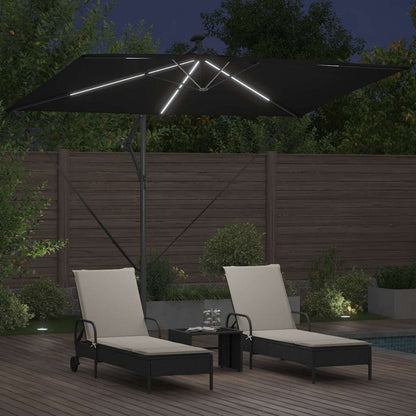 Guarda-sol Preto 294 x 200 x 270 cm Poliéster e Alumínio