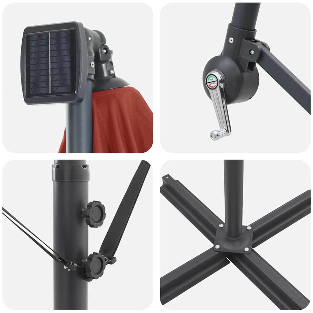 Guarda-sol Terracota 294 x 200 x 270 cm Poliéster e Alumínio