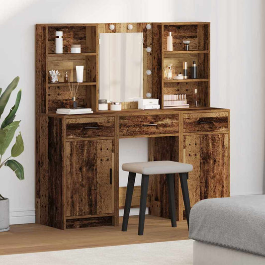 Conjunto de Mesa de Vestir com gaveta 3 pcs Madeira antiga