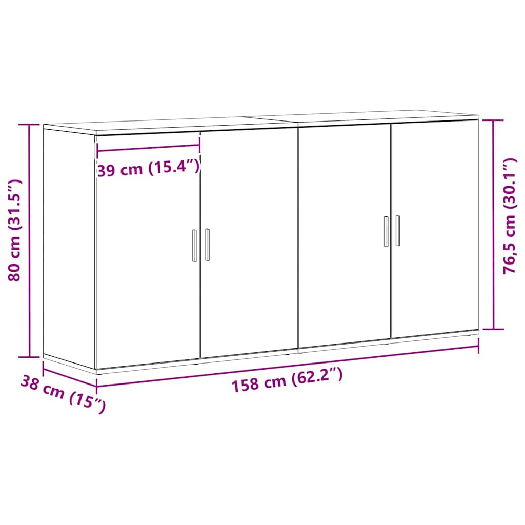 Buffet 2 pcs Carvalho Artesanal 79 x 38 x 80 cm