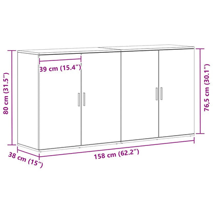 Buffet 2 pcs Carvalho Preto 79 x 38 x 80 cm Madeira processada