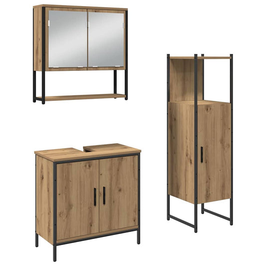Conjunto de Móveis para Banheiro com porta 3 pcs Castanho