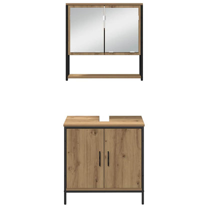 Conjunto de Móveis para Banheiro com porta 3 pcs Castanho