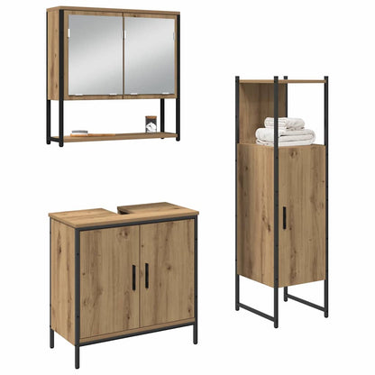 Conjunto de Móveis para Banheiro com porta 3 pcs Castanho