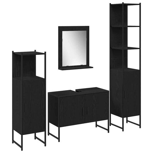 Conjunto de Móveis para Banheiro 4 pcs Preto 33 x 33 x 185.5 cm