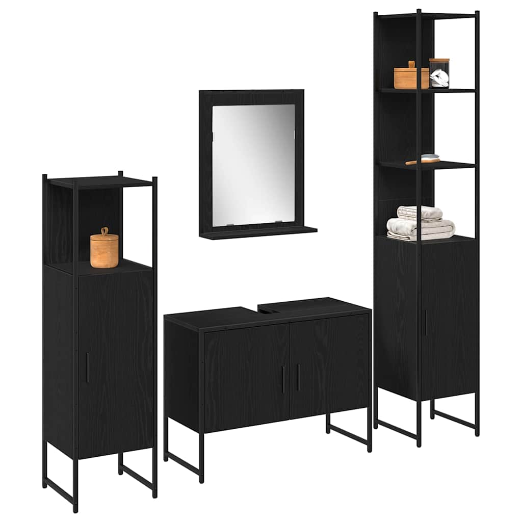Conjunto de Móveis para Banheiro 4 pcs Preto 33 x 33 x 185.5 cm