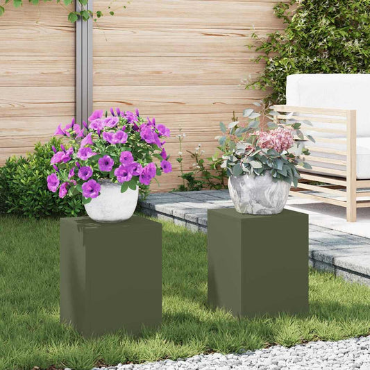 Suportes para plantas 2 pcs Verde-oliva 24 x 24 x 35 cm Aço