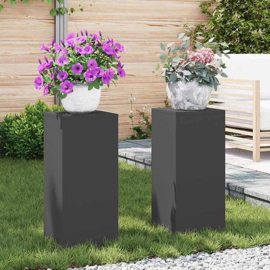 Suportes para plantas 2 pcs Preto 24 x 24 x 55 cm Aço
