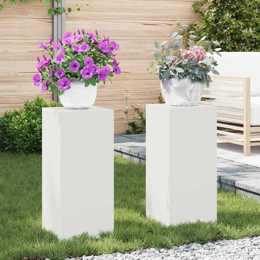 Suportes para plantas 2 pcs Branco 24 x 24 x 55 cm Aço
