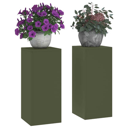 Suportes para plantas 2 pcs Verde-oliva 24 x 24 x 55 cm Aço