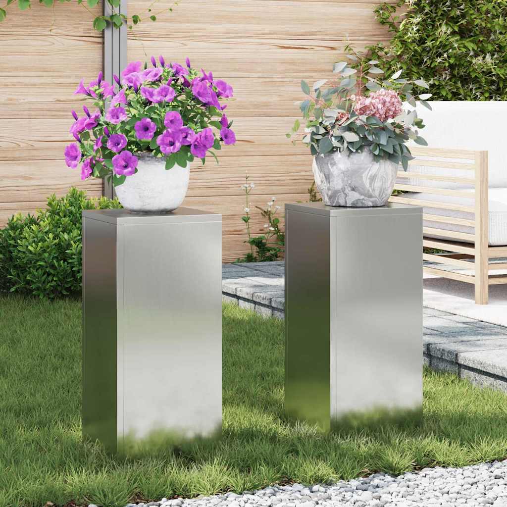 Suportes para plantas 2 pcs Prateado 24 x 24 x 55 cm
