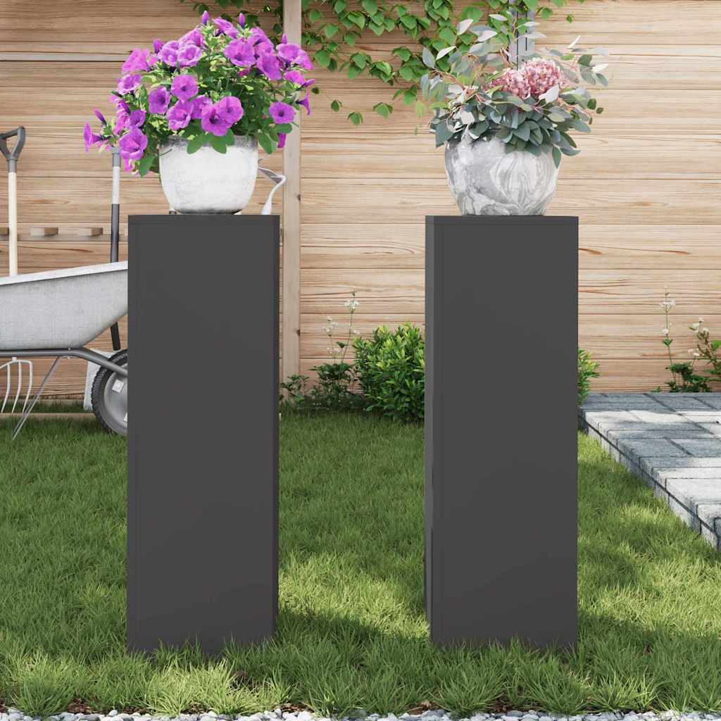 Suportes para plantas 2 pcs Preto 24 x 24 x 75 cm Aço