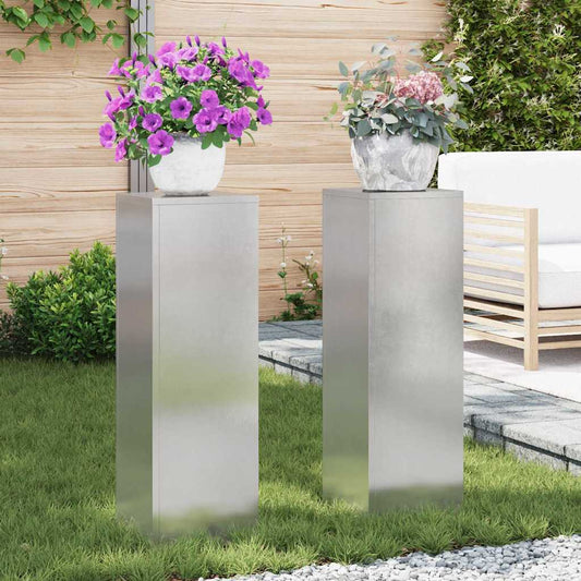 Suportes para plantas 2 pcs Prateado 24 x 24 x 75 cm