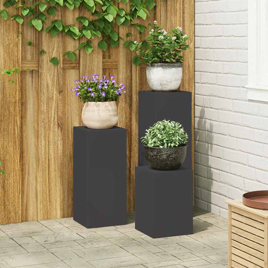 Suportes para plantas 3 pcs Preto 24 x 24 x 75 cm Aço