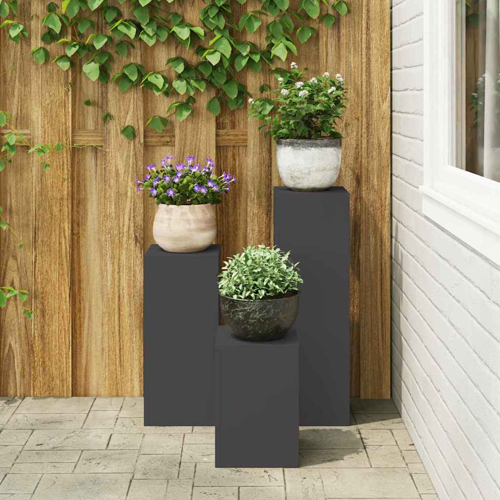 Suportes para plantas 3 pcs Preto 24 x 24 x 75 cm Aço