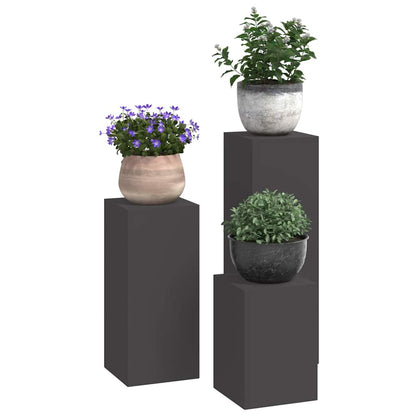 Suportes para plantas 3 pcs Preto 24 x 24 x 75 cm Aço