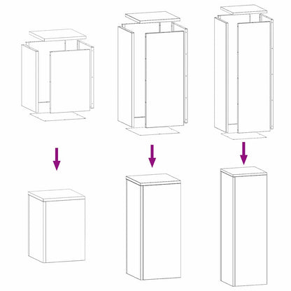Suportes para plantas 3 pcs Branco 24 x 24 x 75 cm Aço