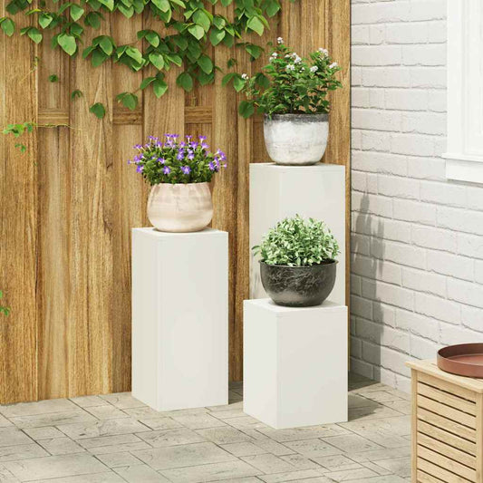 Suportes para plantas 3 pcs Branco 24 x 24 x 75 cm Aço