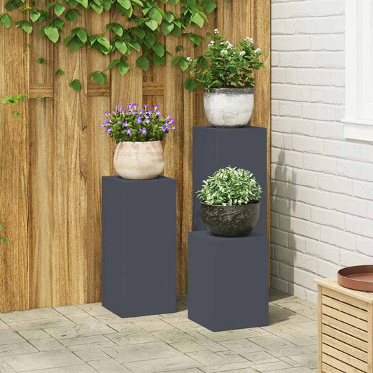 Suportes para plantas 3 pcs Antracite 24 x 24 x 75 cm Aço
