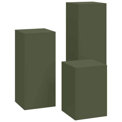 Suportes para plantas 3 pcs Verde-oliva 24 x 24 x 75 cm Aço