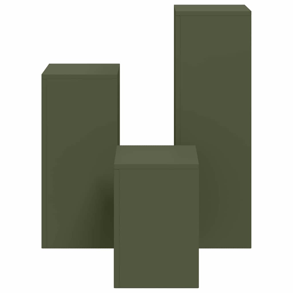 Suportes para plantas 3 pcs Verde-oliva 24 x 24 x 75 cm Aço