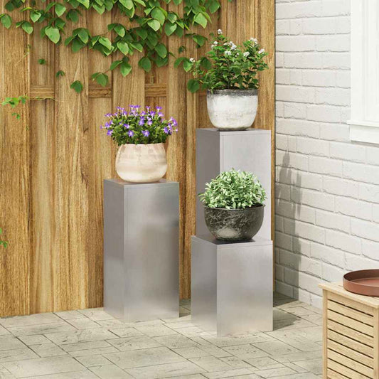 Suportes para plantas 3 pcs Prateado 24 x 24 x 75 cm