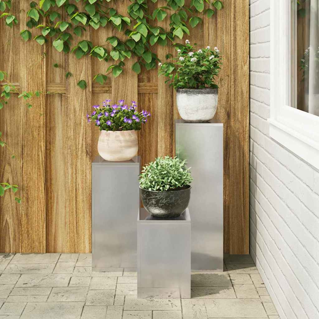 Suportes para plantas 3 pcs Prateado 24 x 24 x 75 cm