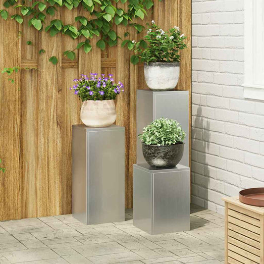 Suportes para plantas 3 pcs Prateado 24 x 24 x 75 cm