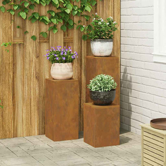 Suportes para plantas 3 pcs Ferro Enferrujado 24 x 24 x 75 cm