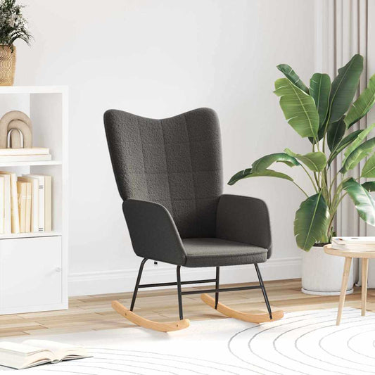 Cadeira de baloiço Cinza Escuro Tecido Sherpa