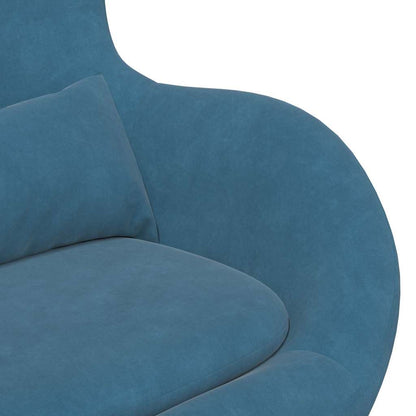 Cadeira Egg com Puff with Footstool Azul 63 x 73 x 90 cm Veludo