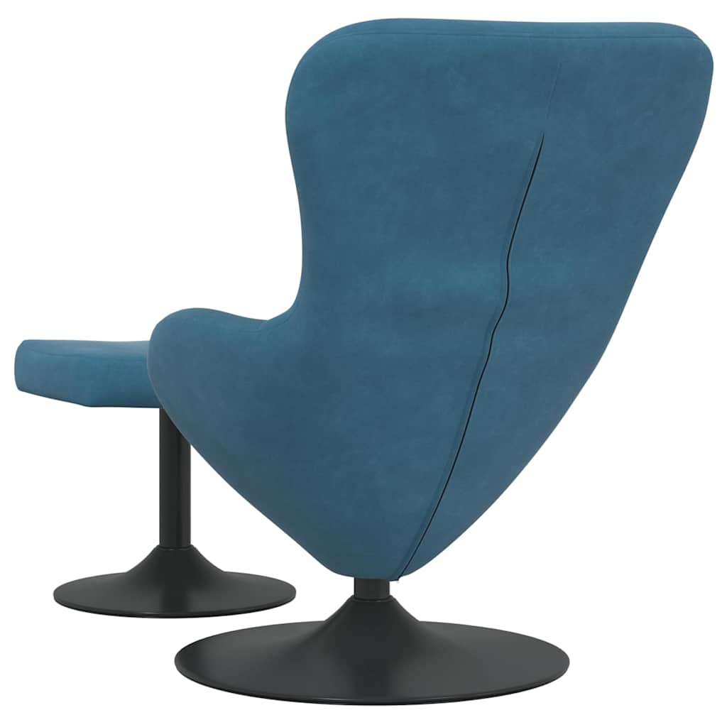 Cadeira Egg com Puff with Footstool Azul 63 x 73 x 90 cm Veludo