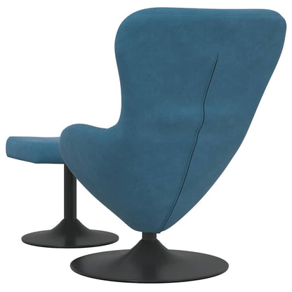Cadeira Egg com Puff with Footstool Azul 63 x 73 x 90 cm Veludo