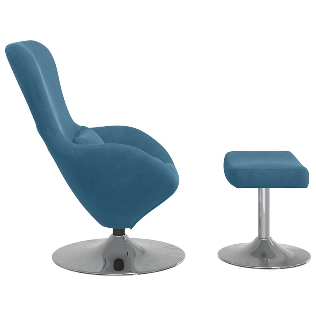 Cadeira Egg com Puff with Footstool Azul 63 x 73 x 90 cm Veludo