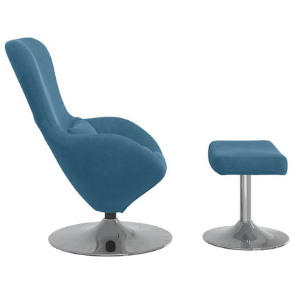 Cadeira Egg com Puff with Footstool Azul 63 x 73 x 90 cm Veludo