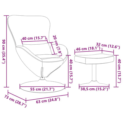 Cadeira Egg com Puff with Footstool Azul 63 x 73 x 90 cm Veludo