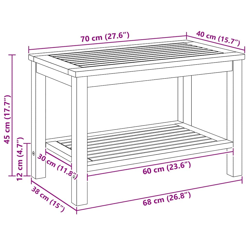 Mesa de centro Castanho 70 x 40 x 45 cm