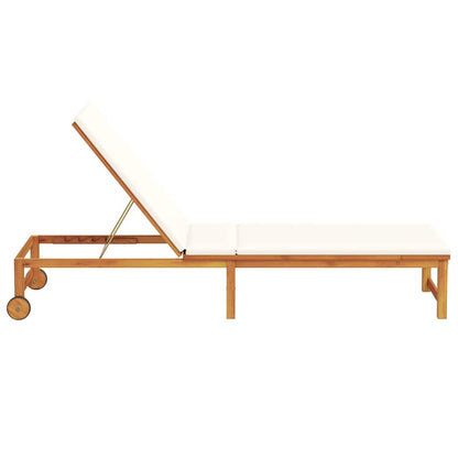 Espreguiçadeira com almofada 1-pessoa Castanho 53 x 202 x 89cm