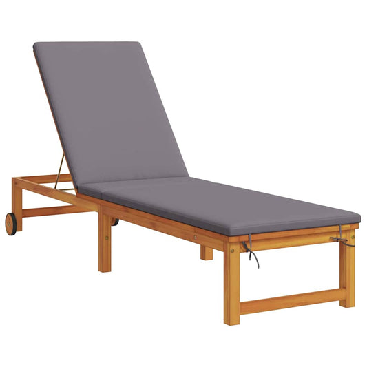 Espreguiçadeira com almofada 1-pessoa Castanho 53 x 202 x 89cm