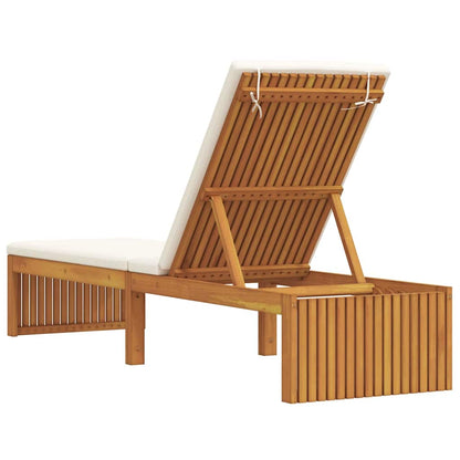 Espreguiçadeira com almofada 1-pessoa Castanho 200 x 55 x 94cm
