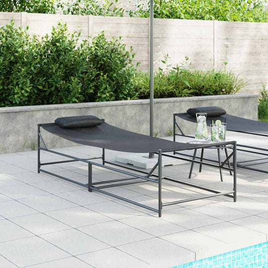 Cama de Sol Antracite 200 x 74 x 73 cm Textileno e Aço