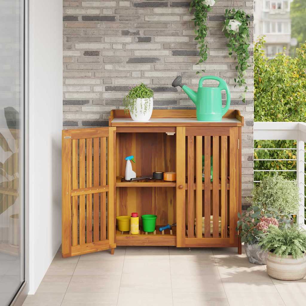 Armário de Jardim com armazenamento Castanho 93 x 41.5 x 98cm