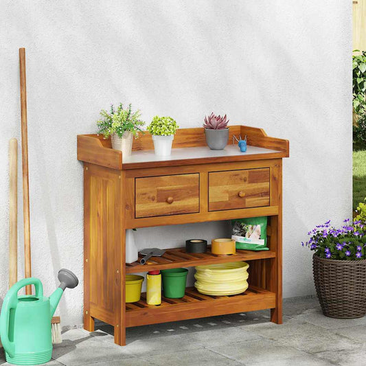 Armário de Jardim com gaveta Castanho 78 x 36.5 x 78cm