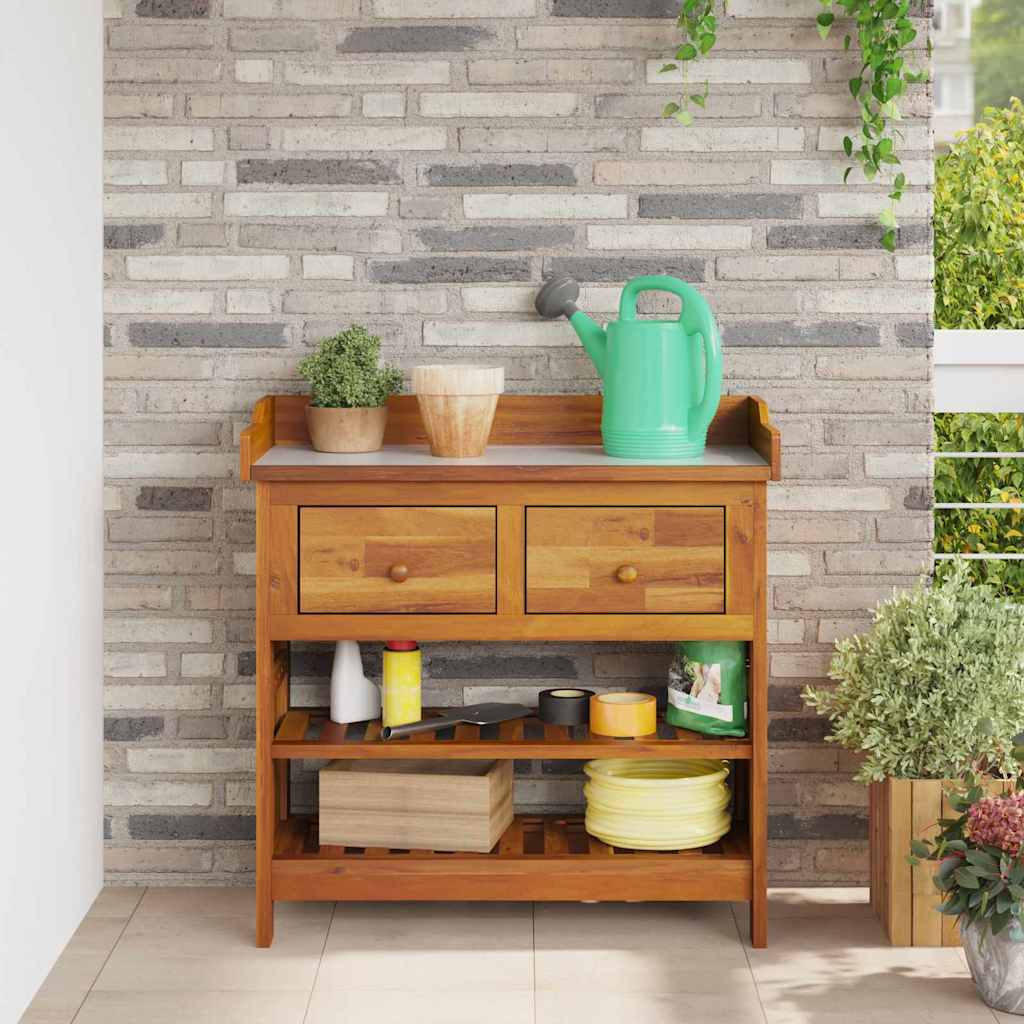 Armário de Jardim com gaveta Castanho 78 x 36.5 x 78cm