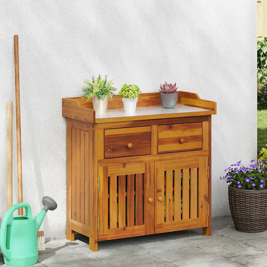 Armário de Jardim com gaveta Castanho 78 x 36.5 x 78cm